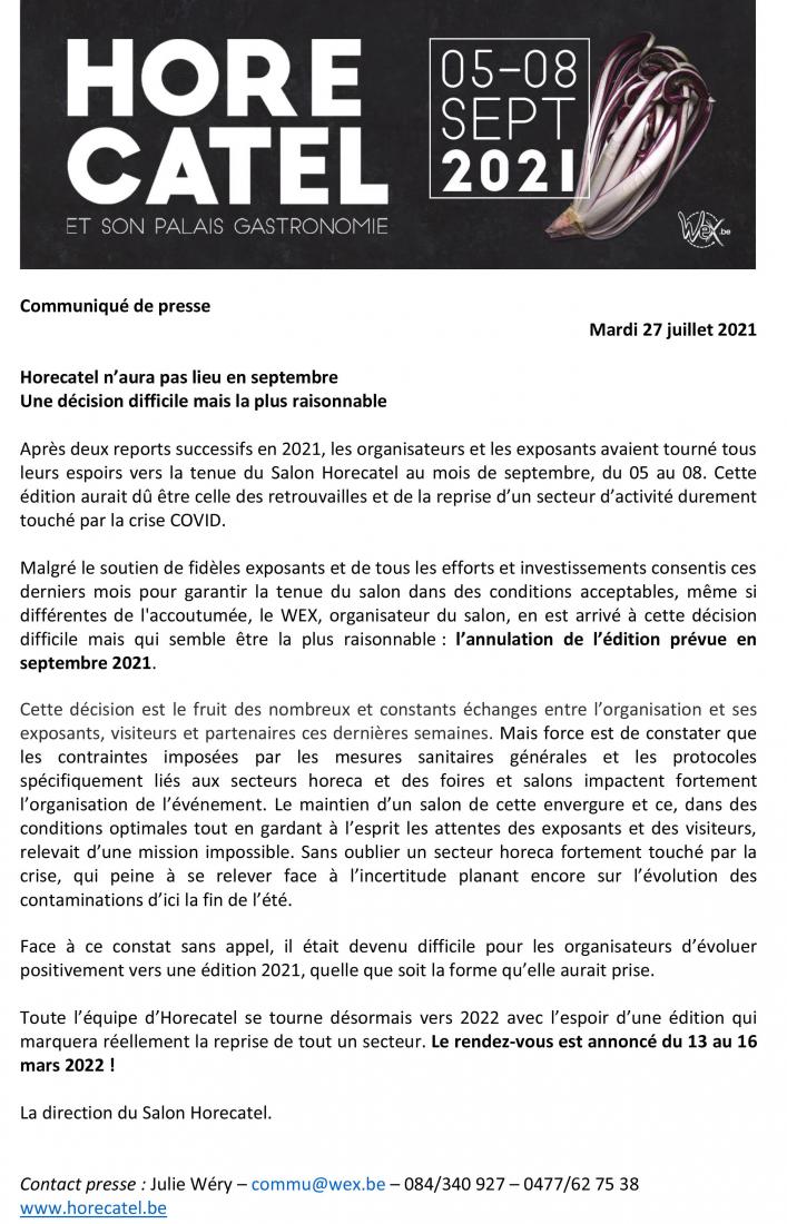 Horecatel 2021 Annulation